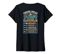 Women's Funny Cruise Rules Spending The Kids Inheritance Retro V-Neck T-Shirt