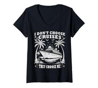 Womens FUNNY CRUISE VACATION MODE - THEY ALWAYS CHOOSE ME V-Neck T-Shirt