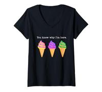 Womens Funny Cruise You Know Why I'm Here Free Ice Cream V-Neck T-Shirt