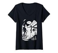 Womens Funny Cryptid, Bigfoot Meets Loch Ness Monster, Retro Meme V-Neck T-Shirt