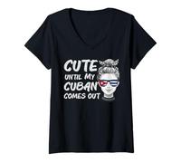 Womens Funny Cuba Roots Heritage Cute Until My Cuban Comes Out V-Neck T-Shirt