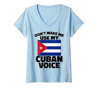 Womens Funny Cuban Voice Cuba Flag Cubanita Cubana Men Women Roots V-Neck T-Shirt