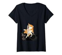 Women's Funny Cute Fighting Dog V-Neck T-Shirt