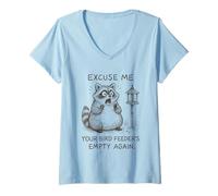 Womens Funny Cute Raccoon Wildlife Backyard Humor Family Matching V-Neck T-Shirt