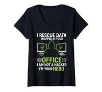 Womens Funny Cyber Security Analyst & Ethical Hacker Cybersecurity V-Neck T-Shirt