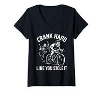 Womens Funny Cycling Crank Hard Like You Stole It Biker Ride Fast V-Neck T-Shirt