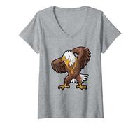 Womens Funny Dabbing Bald Eagle Cartoon Design V-Neck T-Shirt