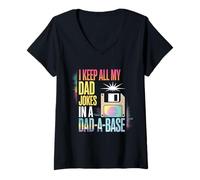 Womens Funny Dad A Base Tee Vintage Dad Retro Jokes for Fathers Day V-Neck T-Shirt