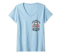 Womens Funny Dad Barber Touch My Beard And Tell Me I’m Pretty Quote V-Neck T-Shirt