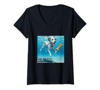 Womens Funny Dalmatian Swimming Underwater V-Neck T-Shirt