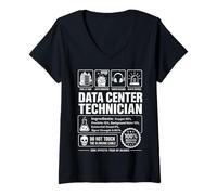Women's Funny Data Center Technician Sarcastic IT Warning Label V-Neck T-Shirt