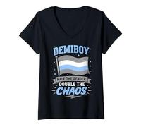 Women's Funny Demiboy Flag Half The Gender V-Neck T-Shirt