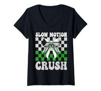 Womens Funny Demiromantic Pride Flag LGBTQ Slow Motion Crush V-Neck T-Shirt