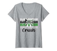 Womens Funny Demiromantic Pride Flag LGBTQ Slow Motion Crush V-Neck T-Shirt