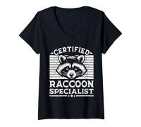 Womens Funny Design Certified Raccoon Specialist Humor Outfit V-Neck T-Shirt
