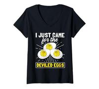 Womens Funny Deviled Eggs Lover Thanksgiving Dinner V-Neck T-Shirt