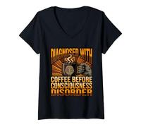 Women's Funny Diagnosis Coffee Before Consciousness Disorder V-Neck T-Shirt