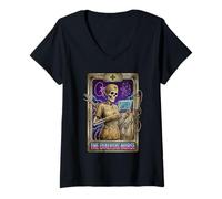 Women's Funny Dialysis Nurse Skeleton Tarot Card V-Neck T-Shirt