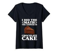 Womens Funny Did The Math Chocolate Cake V-Neck T-Shirt