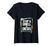 Womens Funny Diesel Mechanics Gift | Diesel Truck Trucker Pickup V-Neck T-Shirt