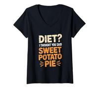 Womens Funny Diet I Thought You Said Sweet Potato Pie Food V-Neck T-Shirt