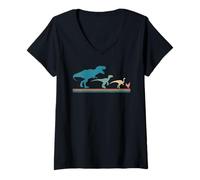 Womens Funny Dinosaur T-Rex Chicken Velociraptor Evolution Vintage V-Neck T-Shirt