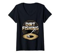 Womens Funny Dirt Fishing Metal Detecting Relic Detect Metals V-Neck T-Shirt