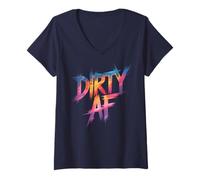 Women's Funny Dirty AF Mud Run Queen Mudding Princess My Muddy Squad V-Neck T-Shirt