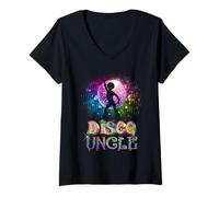 Womens Funny Disco Uncle - Retro 70's Seventies Themed Disco Ball V-Neck T-Shirt
