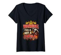 Women's Funny DIY Builder Hammer Warning This is Not A Drill V-Neck T-Shirt