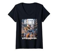 Womens Funny Dog Growth Mindset Outfit Success B.I.T.E. Chihuahua V-Neck T-Shirt