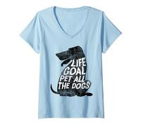 Womens Funny Dog Lover Life Goal Pet All The Dogs Mom Dad Themed V-Neck T-Shirt