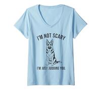 Womens Funny Dog Mom T-Shirt I'm Not Scary Judging German Shepherd V-Neck T-Shirt