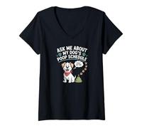 Womens Funny Dog Poop Schedule Pup Owner Dog Walk V-Neck T-Shirt