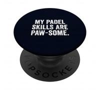 Womens Funny Dog T-Shirt UK My Padel Skills Are Paw-some PopSockets Adhesive PopGrip