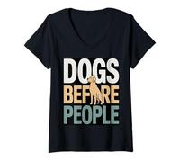 Women's Funny Dogs Before People Dog Lover Saying V-Neck T-Shirt
