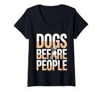 Women's Funny Dogs Before People Dog Lover Saying V-Neck T-Shirt