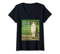 Women's Funny Doing My Best with The Brain I was Issued Gen Z Meme V-Neck T-Shirt