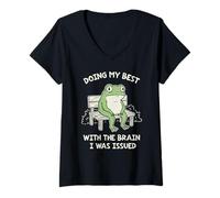 Women's Funny Doing My Best with The Brain I was Issued Gen Z Meme V-Neck T-Shirt