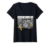 Womens Funny Don Meow Gang City Cats Drive Retro Urban Style V-Neck T-Shirt