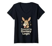 Womens Funny Donkey Humor Donkey Farmer Pride Quirky State of Mind V-Neck T-Shirt