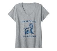 Womens Funny Donkey Quote First of All I'm a Delight V-Neck T-Shirt