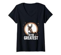 Womens Funny Donkey Sign I'm The Greatest Silhouette Proud Donkey V-Neck T-Shirt