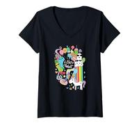 Womens Funny Doodle Art Graphic Colorful Cartoon V-Neck T-Shirt