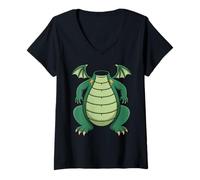 Womens Funny Dragon Costume Lazy Last Minute Halloween Cosplay V-Neck T-Shirt