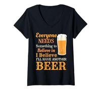 Womens Funny Drinking "I Believe I'll Have Another Beer" V-Neck T-Shirt
