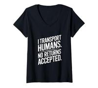 Women's Funny Driver I Transport Humans No Returns Accepted V-Neck T-Shirt