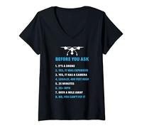 Womens Funny Drone Pilot Funny Quadcopters Drones Quadcopter V-Neck T-Shirt