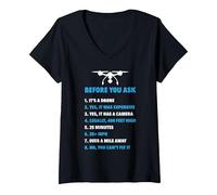 Women's Funny Drone Pilot Funny Quadcopters Drones Quadcopter V-Neck T-Shirt, Black, Large