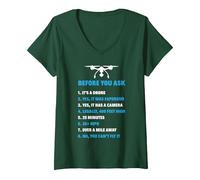 Women's Funny Drone Pilot Funny Quadcopters Drones Quadcopter V-Neck T-Shirt, Dark Green, XX-Large